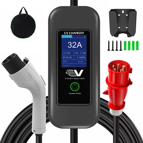2-EVMOTIONS Delta EVSE Typ 2 (3x32A) Laddkabel med kontrollbox